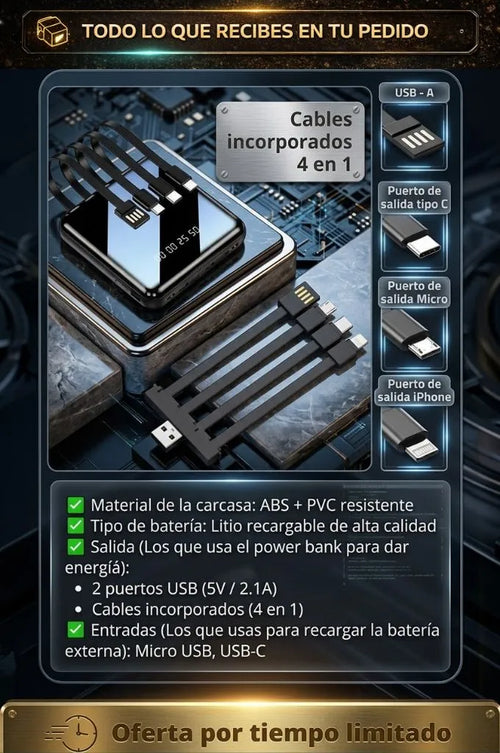 Batería externa portátil de 10000 mAh