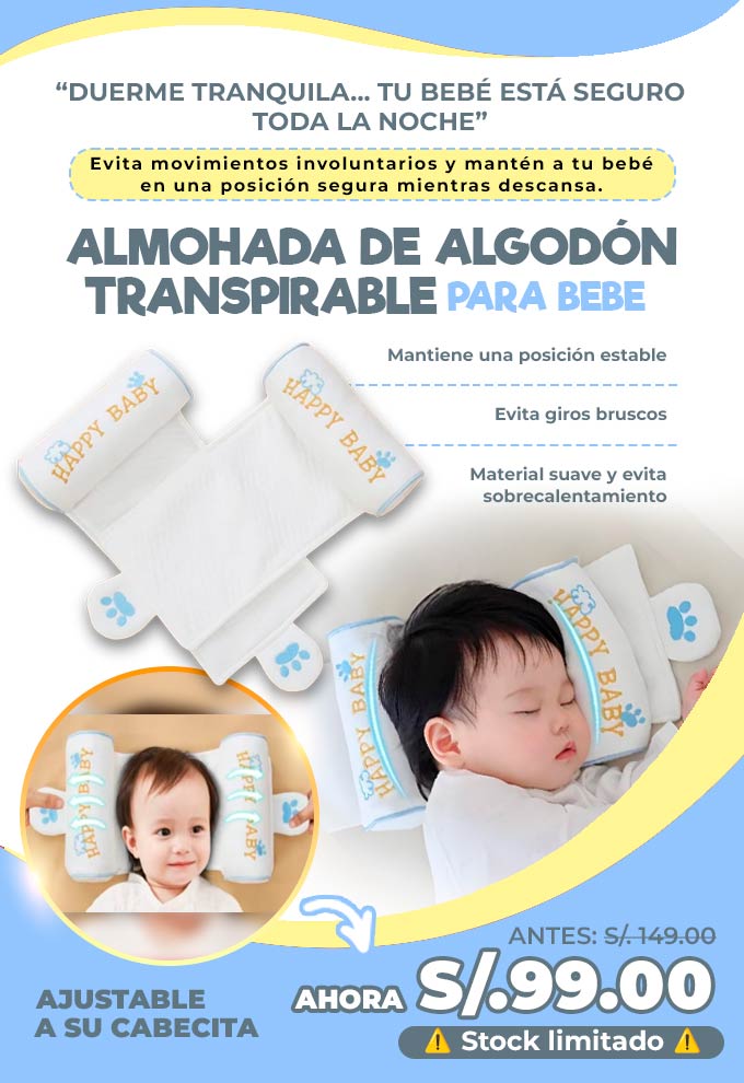 Almohada de algodón transpirable para bebé