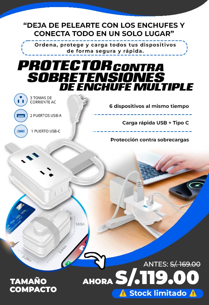 Protector contra sobretensiones de enchufe múltiple